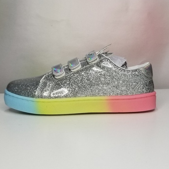 Big  Girls Light Up Ombre Unicorn Sneakers Size 3 Silver Brand New - Picture 4 of 9